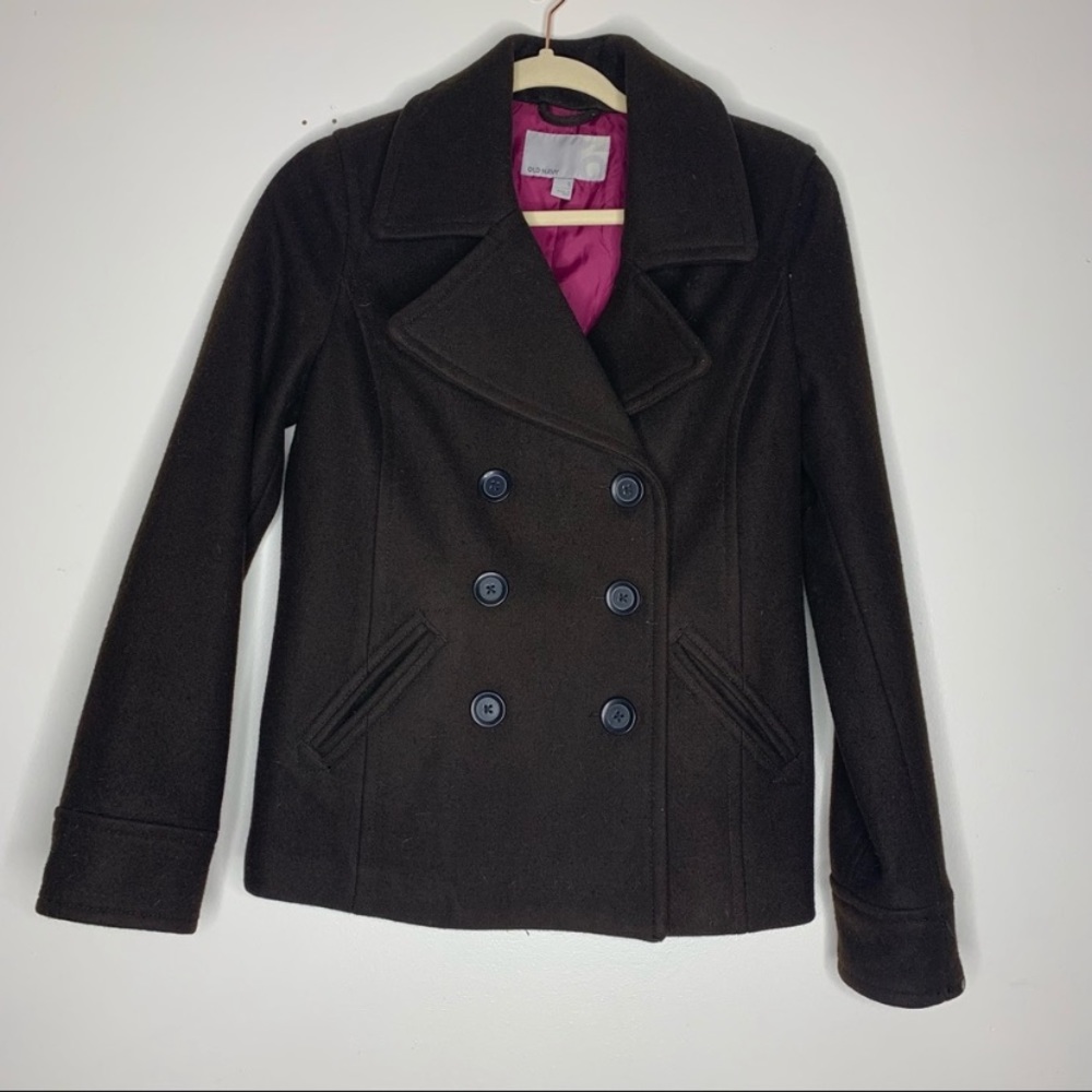 Old Navy brown wool double-breasted peacoat S